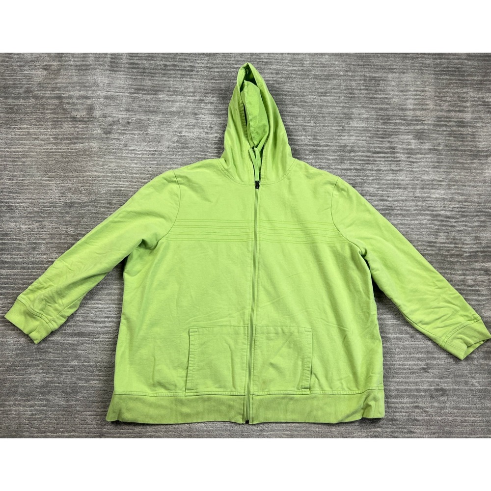 Just My Size Hoodie Womens 3X Green Full Zip Relaxed Fit Cotton Blend Pockets